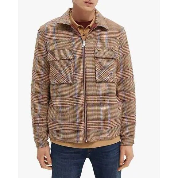 SCOTCH & SODA Reversible Plaid Quilted Jacket Large Barn Coat - Picture 1 of 13